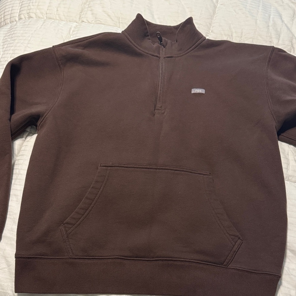 Figs-Women’s-Brown Half-Zip Pullover Sweater
